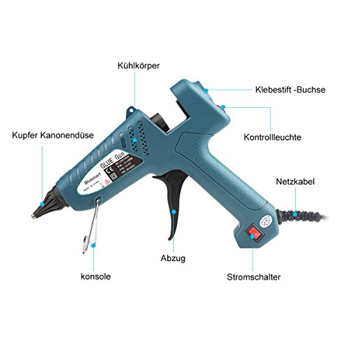 Blusmart Heißklebepistole in industrieller Klebepistole mit 100 Watt und 10 Stück Klebesticks (dunkelgrün) - 7