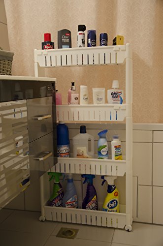 nean Nischenregal 4 Ablagen Küchenregal Badregal Standregal Allzweckwagen mit Rollen - 4