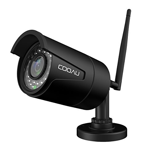 Preisvergleich Produktbild COOAU WLAN Überwachungskamera, 720P Wifi IP Kamera, Sicherheitskamera Außen Wasserdichte Netzwerkkamera, IR Nachtsicht, Bewegungserkennung mit bild / video, Sicherheit Cam für Smart Home, Schwarz