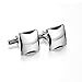 FACILLA® Men's Vintage Silver Square Cufflinks- Retro Etched Edge Design Cuff Links