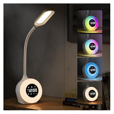 2 In 1 Wake Up Light, Touch Control Alarm Clock With Light, Sunrise Digital Clock For Kids, Study Desk Lamp With Clock, Dimmable Multicolor Bedside Lamps Night Light Alarm Clocks For Bedrooms