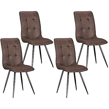WOHNLING 4er Set Vintage Esszimmerstühle FALKO Braun Polsterstühle