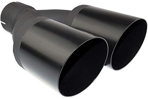 CARTUNER Auspuffblende Endrohr Doppelendrohr NBL2-08-1*/65 schwarz matt rund abgeschrägt 2x 80mm Auspuff Sportauspuff Optik Blende Edelstahl Anschluß 65mm