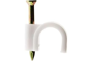 Zenitech - Lote de 100 Ganchos de Fijación Ø9 mm - Plástico Resistente - Clavo para Hormigón Incluido - Para Cables y Tubos - Larga Duración - Certificado CE - Blanco