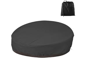 Keyohome Housse de Protection Canapé Lit Rond Imperméable Housse Lit de Jardin Rond Couverture Canape-Lit en Oxford 210D Solide et Salon Jardin Anti-UV/Pluie/Vent (228x83cm) (Noir)