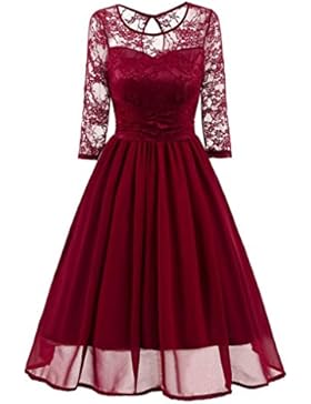 Amlaiworld Damen blumen Vintage Abendkleid elegant Hochzeit Kleider Retro party Klassische strickkleid Herbst...