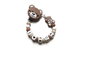 IL MONDO DI NOAH Catenella Portaciuccio Personalizzata, Catenina Ciuccio Mam/Nuk, Porta Suchhietto, 100% Made in Italy, Marchio CE (Bianco I Love Mom)