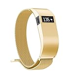 IGEMY Milanese Magnetic Loop Edelstahl Uhrenarmband für Fitbit Charge HR (Gold)