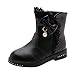 Produktbild Deloito Winter Kinder Martin Stiefel Große Mädchen Bowknot Perle Spitze Seite Schneeschuhe Kleinkind Baby Freizeit Hohe Stiefel mit Reißverschluss (Schwarz-B,28 EU)