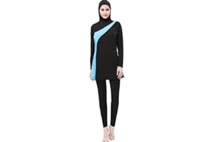 BOZEVON Donne Elegante Musulmano 2 Pezzi Costumi da Bagno Islamiche Hijab Burkini Modesto Swimsuit Beachwear