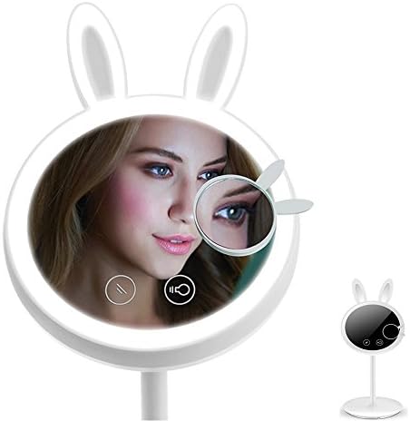 LED Lighted Makeup Mirror,Yoyokit Touch Screen Light Up Vanity lighted Table Lamp Mirrors with Removable 7x Magnifying Mirror,180°Adjustable Stand Countertop Makeup Mirror(White) (white, 12) (white, 16)