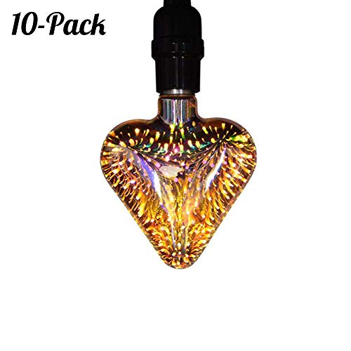 Wsxxn 3D Filament Bulb LED Fireworks Light Bulb Heart Type E26/27 Base Colorful Night Light Bulb Lamp For Party Holiday Decoration