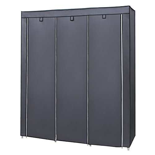 Songmics® Kleiderschrank Faltschrank Wäscheschrank Stoffschrank Campingschrank 175 x 150 x 45 cm grau RYG12G - 3