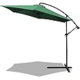 VOUNOT Ombrellone da Giardino, Diametro 3M, Ombrellone Decentrato Parasole, con Base a Croce, Protezione UV, Verde