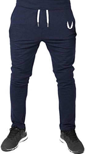 Quistal Men's Trousers Casual Pant Jogger Bottom Long Sport Tracksuit Sweatpants Workout Running Gym Pants Trousers (XL, Navy)