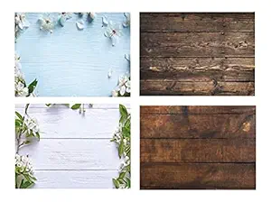 Royalkart (Pack of 2) FlatLay Tabletop Photography Backdrop Background for Food, Jewellery, Cosmetics, Small Product, Photo Pros & More, 88 * 56 cm, (Blue Floral & EbonyWood)