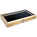 Produktbild Natur Holz Glas Deckel Schwarz Pad Display Box Fall Medaillen Awards Jewelry Messer