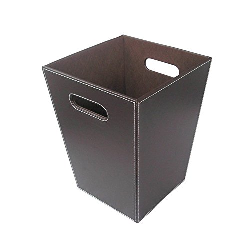 KINGFOM™ Klassisch Leder Papierkorb für Büro/Badezimmer/küche/Schlafzimmer (Platz-Braun)