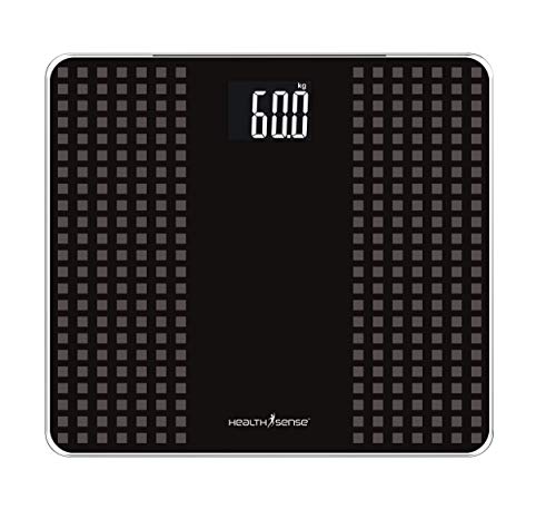 Health Sense PS 117 Glass Top Digital Personal Body Weighing Scale (Black/Gray)