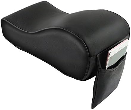 Breathable Car Armrest Box Mat Interior Armrest Pad Head Neck Rest Waist Back Cushion Pillow PU Leather &amp; Memory Foam Car Armrest Center Consoles Cushion with Phone Holder Storage Bag (Black)