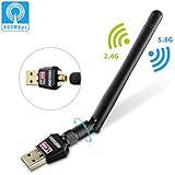 Wifi Dongle, AC600Mbps USB WIFI Adapter, 2.4G/5G Dual Band Wireless Adapter Dongle, for PC Desktop Laptop Tablet, Support Windows 10/8.1/8/7/XP/Vista, MAC OS X 10.4-10.12