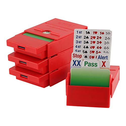 Preisvergleich Produktbild Bridge Partner Bidding Boxes- 100% Plastic cards - 4 Stück - Rot