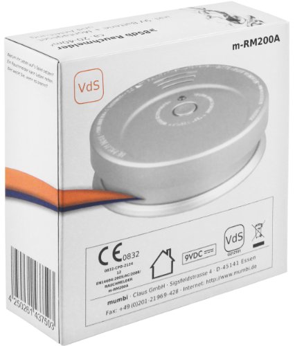 mumbi VDS Rauchmelder RM200A in Aluminium Optik / Feuermelder / Brandmelder geprüft nach DIN EN 14604 - 3
