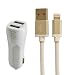 Produktbild Original OKCS® Premium KFZ Ladeset! Dual USB Schnellladeadapter + 1 m Texturiertes Premium Ladekabel Datenkabel passend für iPhone 6 / 6 Plus / 5, 5S, 5C, iPod Touch 5 Generation, iPod Nano 7 Generation, iPad Mini, iPad 4, iPad Air in Weiß