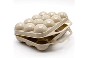 CABLEPELADO Organizador Huevos para frigorífico, Organizador Huevera Frigorífico, Huevera de plástico, Caja Huevos transporte, Cesta para Huevos, egg box, Plástico Libre de BPA, Con cierre, Beige