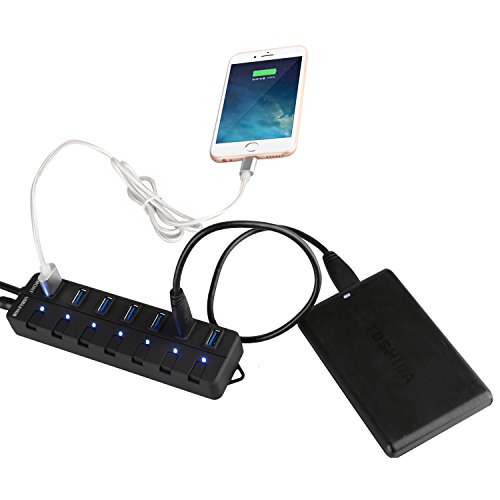 Vemont super speed 7-Port USB 3.0 Hub mit Netzteil und Ein/Aus-Schalter für Apple MacBook/ MacBook Air/ MacBook Pro/ Mac Mini/ iMac/ MacPro/ Windows Laptops und Ultrabooks - 3