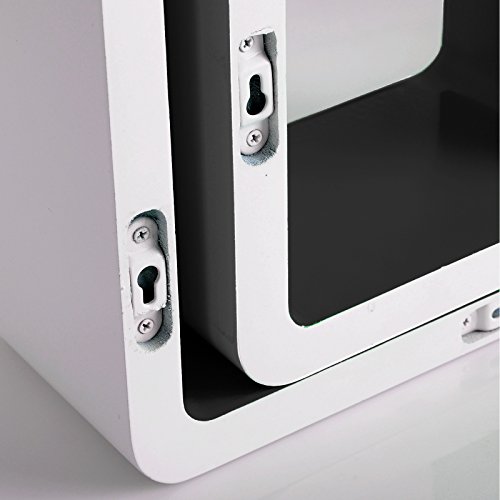 WOLTU RG9229sz-a 3er Set Lounge Cube Regal Retro Wandregal Bücherregal, MDF Holz, Weiß-Schwarz - 2