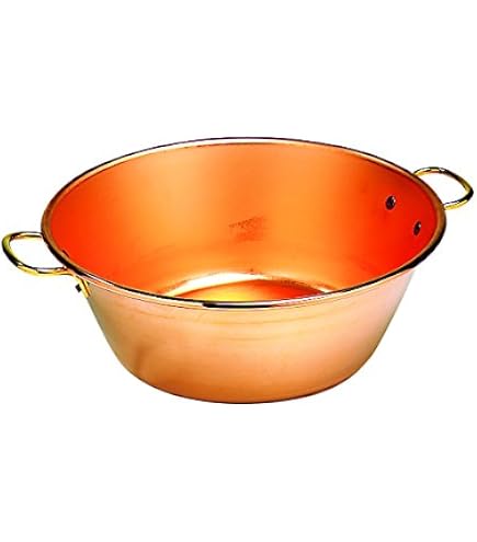 Bassine à Confiture Cuivre Baumalu 26,5cm - 4L, Tous Feux (sauf Induction) - Cuivre Massif, Anses Fonte