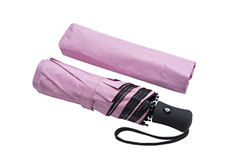 Travel Umbrella Windproof Compact Lightweight Golf Umbrella Rain Sun Auto Open Close Pink
