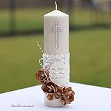 Taufkerze Kommunionkerze Kerze Taufe Konfirmation Kommunion 25cm Handarbeit binnbonn