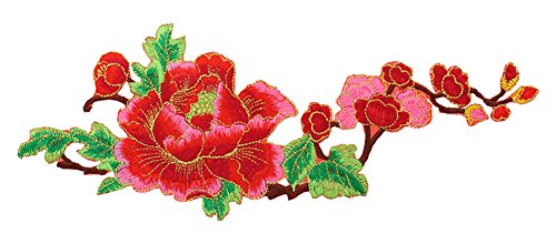Blue Vessel Stickerei Pfingstrose Blumen Nähen Eisen auf Patch Abzeichen Tasche Hut Jeans Kleid Cheongsam Applique Handwerk für Dekor