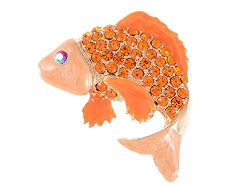 Alilang Crystal Rhinestone Fish Brooch - Purple Blue Angel Fish Pin For Women