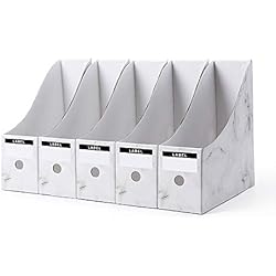 Magiin 5 Pcs Porte-revues, Fichier Boîte Range-revue pour Rangement Organisateur Document Papier A4 Magazine Livre de Bureau École Maison (Blanc)