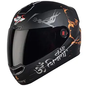 Steelbird SBA-1 Mahadev Full Face Helmet in Matt Finish Helmet Fitted with Clear Visor and Extra Smoke Visor (Large 600 MM, Matt Black / Orange)