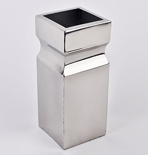 Vase eckig Edelstahl 40x12x12cm silber Design Luxus Dekoration