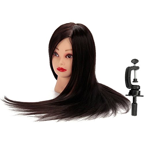 LuckyFine Blonde Training Hairdressing Cut Head Mannequin 50% Real Human Hair + Clamp