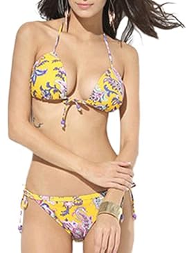 PRIDE S Bikini Costume da bagno nazionale di stampa del vento due pezzi ( Colore : Giallo , dimensioni : Xl )