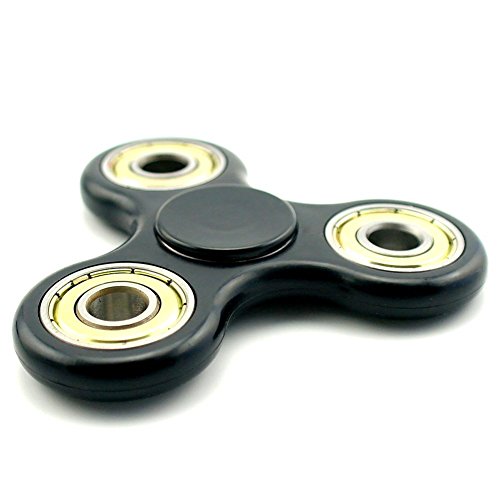 tritechnox - Tri Fidget Hand Spinner Toy,Stress Reducer Ultra Durable High Speed Ceramic Bearing Fidget Finger Toy Can Continue to Rotate for 1-3 minutes - Perfect for ADD / ADHD / Anxiety / Autism And Stress Relief Adult Children,Office Desk Gadget (BLACK - Metallic)