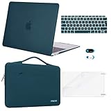 MOSISO Coque Compatible avec MacBook Air 13 Pouces A1932 2019 2018 avec Retina Display, Coque Rigide&Sac de Transport& QWERTY Protection Clavier&Protecteur Écran&Couverture de Webcam, Bleu Foncé