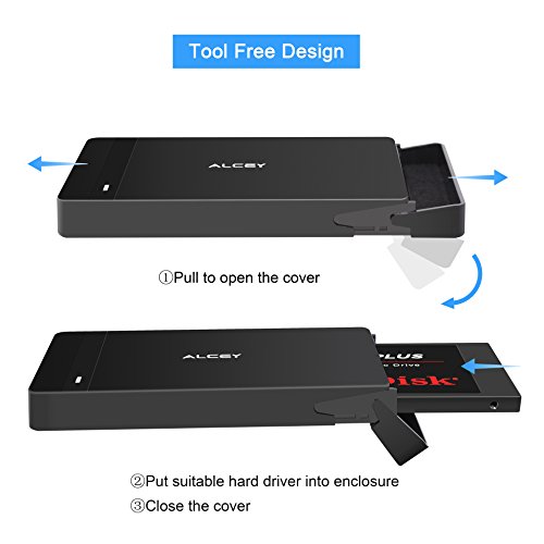 Stoßfestes Alcey 2.5 Zoll USB 3.0 High Speed HDD SSD Festplattenlaufwerk externes Gehäuse, mit stoßfestem Silikonfänger , Unterstützt UASP SATA III, einfache Installation ohne Software - 3