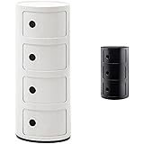 Kartell Componibili Contenitore 4 Elementi, ABS, Base Tonda, Bianco, 32 x 32 x 77 cm & Componibili Contenitore 3 Elementi, AB