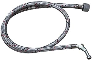 GENERIC Flexible Oil Line Hose Braided 1/4" M 90 x 3/8" F Nut. 900mm Long Riello Compatable