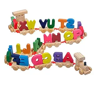 CrazyCrafts Crazy Crafts Wooden Alphabet Letters Train (A-Z) English Vocabulary Building Train Set Early Educational Toys Kids 2+ Years for Boys & Girls AZ01