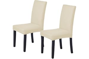 Veakii Coprisedie con schienale 2 pezzi universali, lavabile Estraibile, coprisedile, molto facile da pulire e resistente, moderna sala da pranzo, hotel, arredamento ristorante (2 Pezzi, Beige)