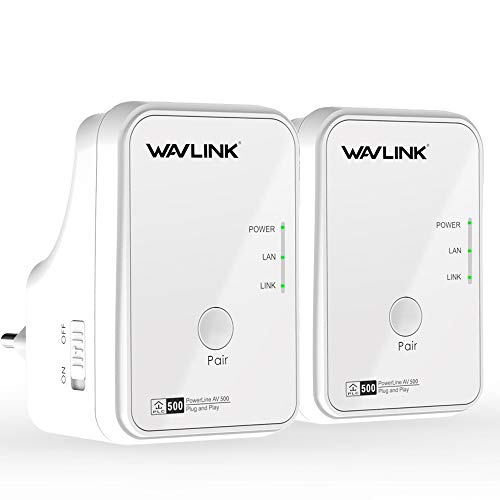 WAVLINK-Powerline-Kit-de-dmarrage-AV500-Non-Configuration-requis-500-Mbits-Accs-Ethernet-Via-Powerline-Compact-avec-2-Ports-Ethernet-et-2-Boutons-de-Couple