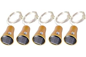 UPXIANG Solar Bottle Cork Fairy Lights Bottle Lights Cork Glowing Solar Fairy Lights String 10 LED Bottle Light Night Lamp for Christmas DIY Party Wedding Decoration (Warm White)5pcs